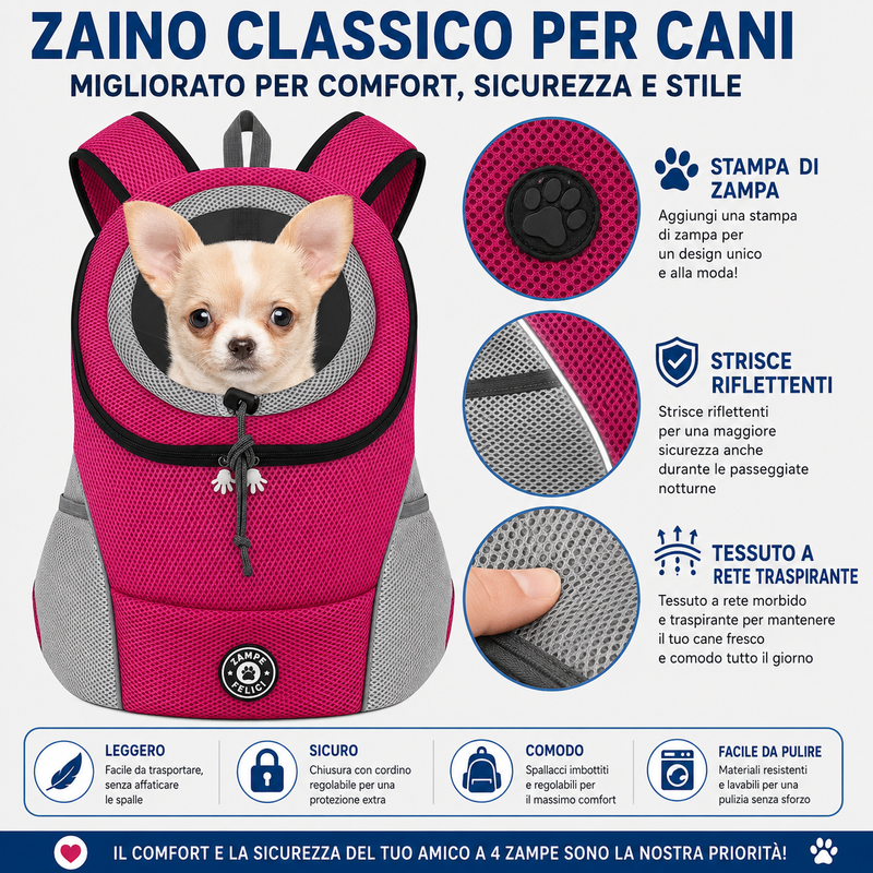 Zaino Cane Trasportino Traspirante